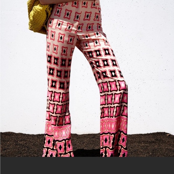 Zara Pants - NWT Zara print flared high waisted pants